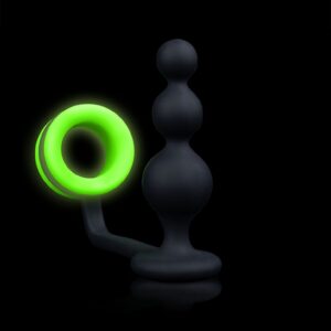 Beads Butt Plug with Cock Ring - GitD - Neon Green/Black