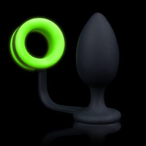 Butt Plug with Cock Ring - GitD - Neon Green/Black