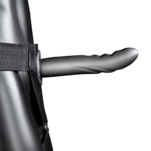 Textured Curved Hollow Strap-on - 8&apos;&apos; / 20 cm - Gun Metal