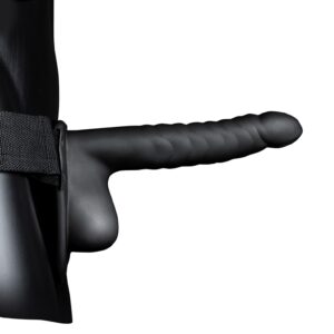 Ribbed Hollow Strap-on with Balls - 8&apos;&apos; / 21 cm - Black