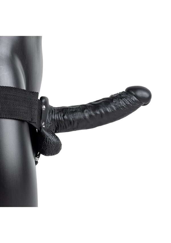 Vibrating Hollow Strap-on with Balls - 7&apos;&apos; / 18 cm - Black