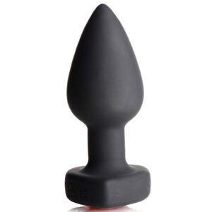 28X Silicone Vibrating Red Heart Anal Plug with Remote - Small