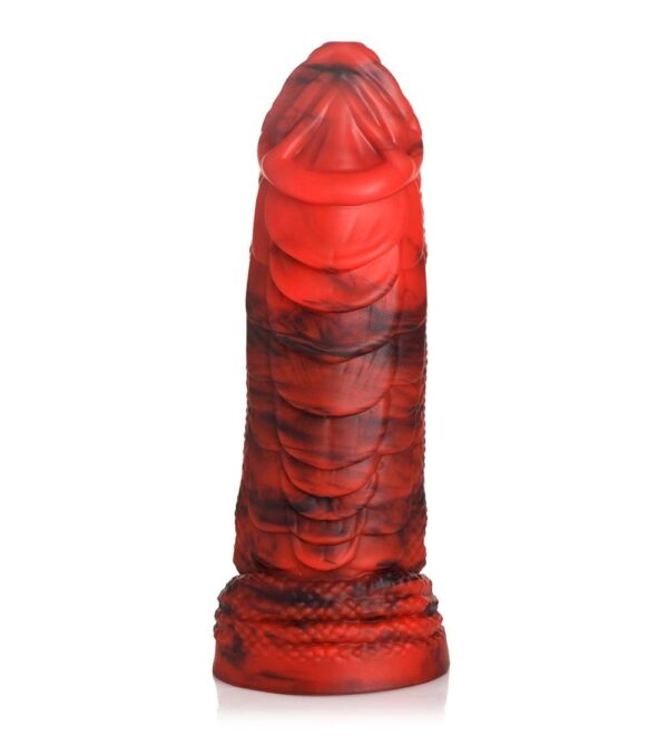 Fire Dragon Red Scaly Silicone Dildo - Red
