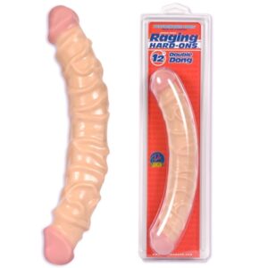 kleine zwaar geaderde dubbele dildo - blank