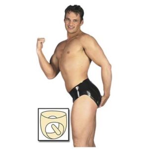 latex heren slip met anaal dildo