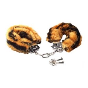 pluche handboeien met luipaard print