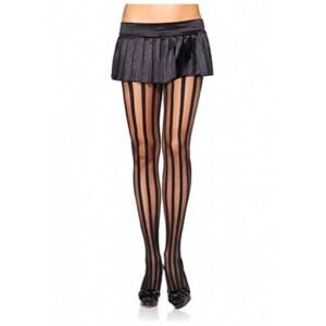 vertical stripe pantyhose - zwart