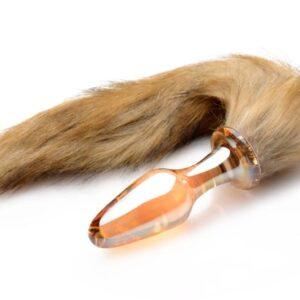 TAILZ - Fox Tail Anaalplug van Glas - Oranje met Faux Fur Staart
