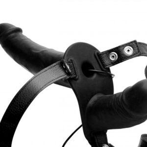 Power Pegger Dubbele Strap-On Vibrator - Zwart