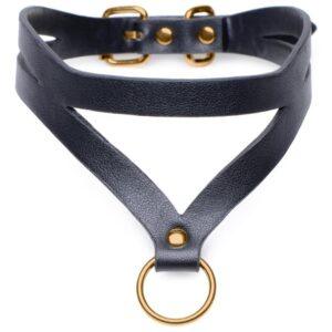 Bondage Baddie Collar Met O-ring - Zwart/Goud