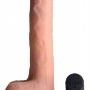 Vibrerende & Stotende XL Dildo met Zuignap en Ballen - Beige