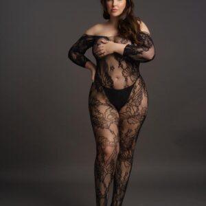 Curvy Catsuit met lange mouwen zwart