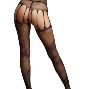 Open kruis Net Panty met Design zwart