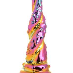 XR Brands - Betoverende Regenboog Glazen Dildo - Geel & Roze