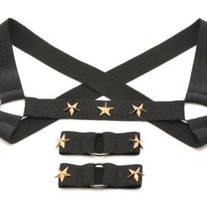 XR Brands - Borstharnas met Armbanden - Zwart