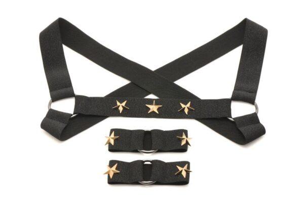 XR Brands - Borstharnas met Armbanden - Zwart