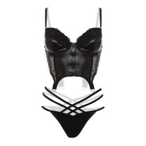 Christine Wetlook Bustierset Monroe - Zwart