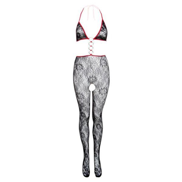 Verleidelijke Catsuit - Zwart/Rood