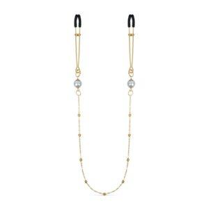 Gouden Tepelklemmen met Ketting en Parels