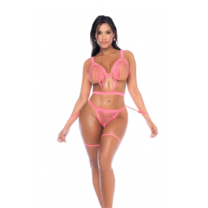 MapalÃ© 3-delig Lingerie Setje Wet Look Pink L/XL