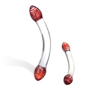 Glas - Red Head Double Glazen Dildo