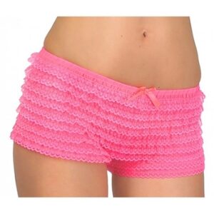 Leg Avenue Europe Lace Ruffle Tanga Short - Roze